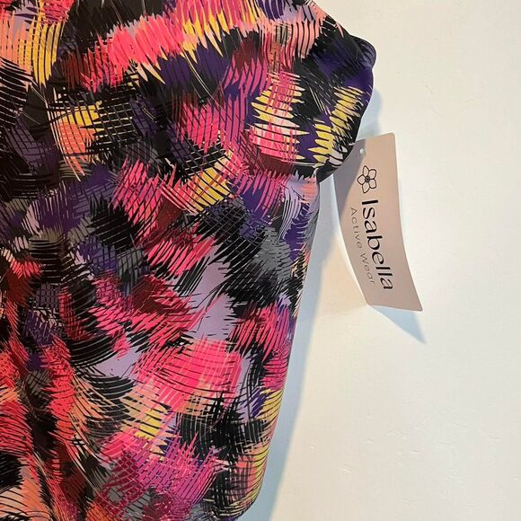 NWT Isabella Colorful cropped active tank top with built-in bra. Size 3x - Picture 2 of 6